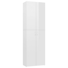 High Gloss White Office Cabinet - 5 Shelves, 2 Doors, Engineered Wood 60x32x190 cm | Elegant and Durable Storage Solution