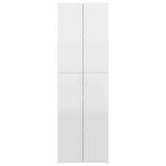 High Gloss White Office Cabinet - 5 Shelves, 2 Doors, Engineered Wood 60x32x190 cm | Elegant and Durable Storage Solution