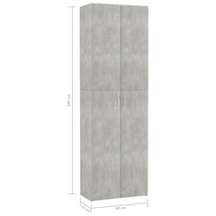 Office Cabinet Concrete Grey 60x32x190 cm Engineered Wood | Minimalist Style, Sturdy and Durable