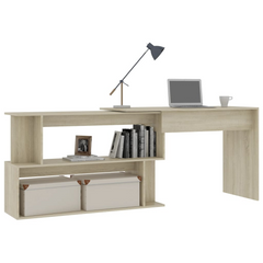 Stylish Corner Desk in Sonoma Oak - 200x50x76 cm | Space-Saving Engineered Wood