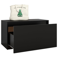 Stylish Hall Bench - Black Engineered Wood, 80x40x45 cm - Modern Storage Solution