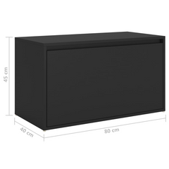 Stylish Hall Bench - Black Engineered Wood, 80x40x45 cm - Modern Storage Solution