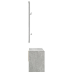 Stylish Hallway Furniture Set in Concrete Grey | Engineered Wood | Mirror and Coat Rack Included