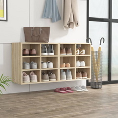 2-Piece Shoe Cabinets in Sonoma Oak Finish - Space-Saving Storage, 12 Compartment, Wall-Mountable, 52.5x30x50 cm