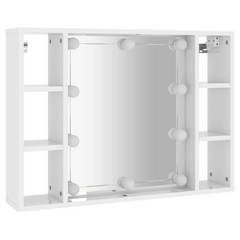 Mirror Cabinet with LED High Gloss White 76x15x55 cm