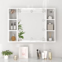 Mirror Cabinet with LED High Gloss White 76x15x55 cm