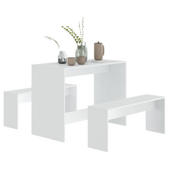 3 Piece Dining Set White Engineered Wood - Sleek and Modern Design