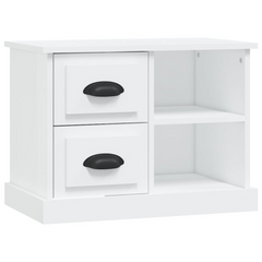 White Bedside Cabinet - Elegant 2-Drawer & 2-Compartment Nightstand for Bedroom Decor, 60x35.5x45 cm