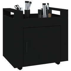 Desk Trolley with Casters - Black 60x45x60 cm Durable Engineered Wood Office Storage