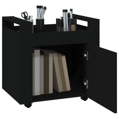 Desk Trolley with Casters - Black 60x45x60 cm Durable Engineered Wood Office Storage