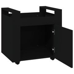 Desk Trolley with Casters - Black 60x45x60 cm Durable Engineered Wood Office Storage