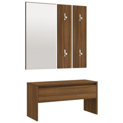 Hallway Furniture Set - Brown Oak Engineered Wood | Stylish & Functional Entryway Solution