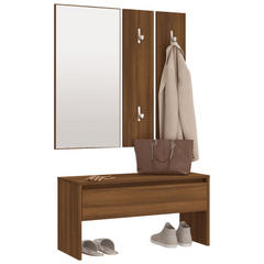 Hallway Furniture Set - Brown Oak Engineered Wood | Stylish & Functional Entryway Solution