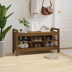 Solid Wood Pine Hall Bench - Honey Brown, 110x40x60 cm - Stylish & Functional Storage Solution