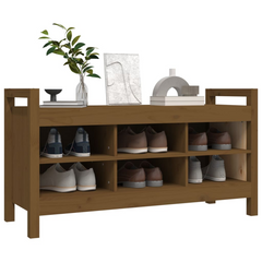 Solid Wood Pine Hall Bench - Honey Brown, 110x40x60 cm - Stylish & Functional Storage Solution