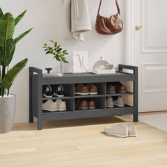 Hall Bench Grey - Stylish Solid Pine Wood, 110x40x60 cm with Ample Storage