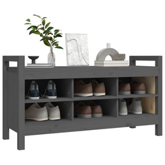 Hall Bench Grey - Stylish Solid Pine Wood, 110x40x60 cm with Ample Storage