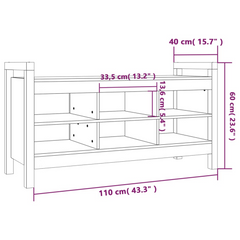 Hall Bench Grey - Stylish Solid Pine Wood, 110x40x60 cm with Ample Storage