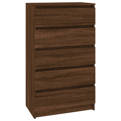 Drawer Cabinet Brown Oak 60x36x103 cm Engineered Wood