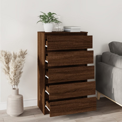 Drawer Cabinet Brown Oak 60x36x103 cm Engineered Wood