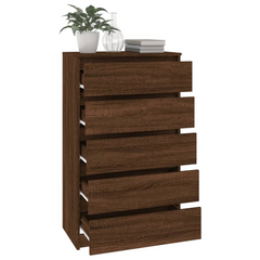 Drawer Cabinet Brown Oak 60x36x103 cm Engineered Wood