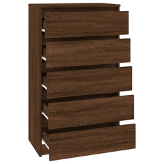 Drawer Cabinet Brown Oak 60x36x103 cm Engineered Wood