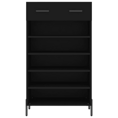 Black Shoe Cabinet 60x35x105 cm | Stylish & Durable Engineered Wood Shoe Storage Solution