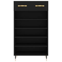 Black Shoe Cabinet 60x35x105 cm | Engineered Wood, Modern Design, Ample Storage