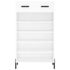 White Shoe Cabinet 60x35x105 cm - Modern Engineered Wood Storage Unit