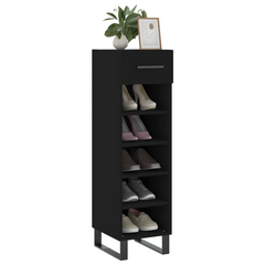 Stylish Shoe Cabinet Black 30x35x105 cm | Modern Engineered Wood Storage Solution