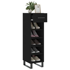 Stylish Shoe Cabinet Black 30x35x105 cm | Modern Engineered Wood Storage Solution