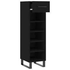 Stylish Shoe Cabinet Black 30x35x105 cm | Modern Engineered Wood Storage Solution