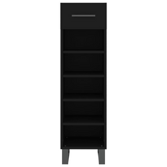 Stylish Shoe Cabinet Black 30x35x105 cm | Modern Engineered Wood Storage Solution