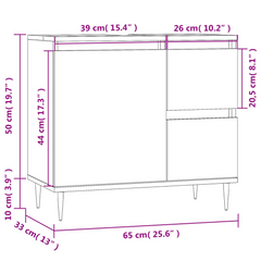 Bathroom Cabinet High Gloss White 65x33x60 cm Engineered Wood