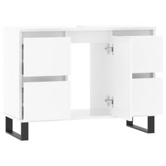 Bathroom Cabinet High Gloss White 80x33x60 cm Engineered Wood