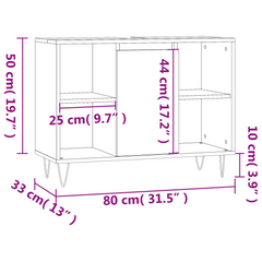 Bathroom Cabinet High Gloss White 80x33x60 cm Engineered Wood