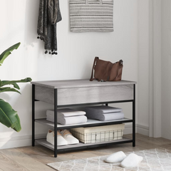 Shoe Bench Grey Sonoma 70x42.5x50 cm - Stylish and Functional Engineered Wood Storage Solution