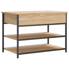 Sonoma Oak Shoe Bench with Storage - Engineered Wood, 70x42.5x50 cm