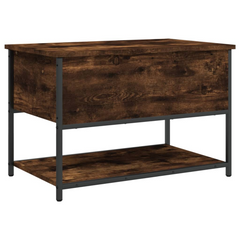 Stylish Storage Bench in Smoked Oak Finish - 70x42.5x47 cm, Engineered Wood with Metal Frame