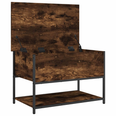 Stylish Storage Bench in Smoked Oak Finish - 70x42.5x47 cm, Engineered Wood with Metal Frame