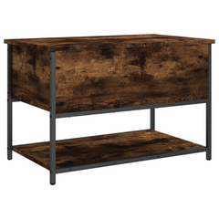 Stylish Storage Bench in Smoked Oak Finish - 70x42.5x47 cm, Engineered Wood with Metal Frame