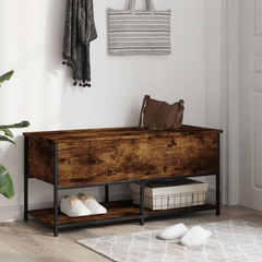 Storage Bench with Shelves in Smoked Oak - 100x42.5x47 cm