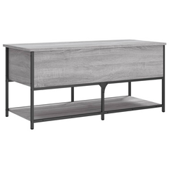 Grey Sonoma Storage Bench 100x42.5x47 cm - Engineered Wood & Metal Frame | Ample Storage & Versatile Use