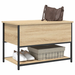 Sonoma Oak Storage Bench with Metal Frame - 70x42.5x47 cm - Engineered Wood - Hallway & Living Room Organizer