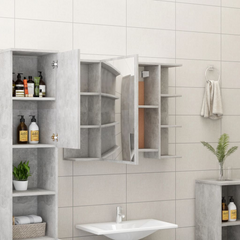 Bathroom Mirror Cabinet Concrete Grey 80x20.5x64 cm Engineered Wood