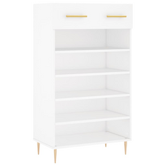 White Shoe Cabinet 60x35x105 cm - Engineered Wood with Iron Feet