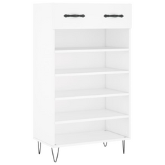 Stylish Shoe Cabinet White 60x35x105 cm - Durable Engineered Wood Shoe Storage with Drawer & Open Compartments