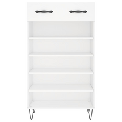 Stylish Shoe Cabinet White 60x35x105 cm - Durable Engineered Wood Shoe Storage with Drawer & Open Compartments