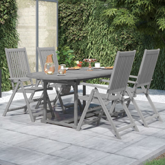 5 Piece Garden Dining Set - Solid Acacia Wood with Extendable Table and Folding Chairs