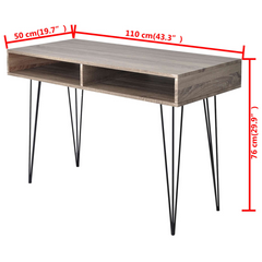 Desk with 2 Compartments Grey - Durable and Stylish Desk for Home or Office